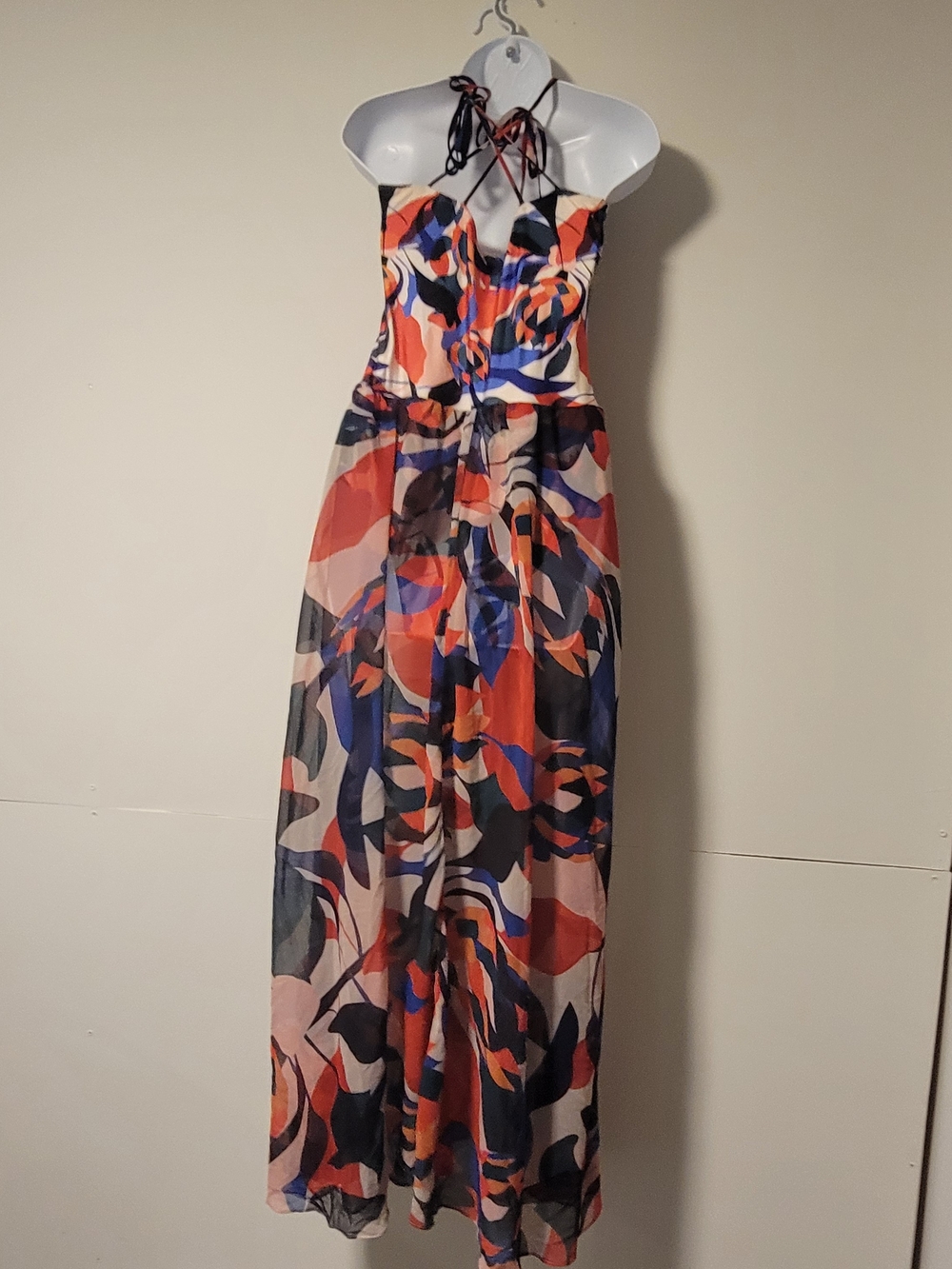 PatBO Multicolor Abstract Print Maxi Dress — Orange, Blue, Black